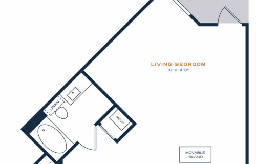 Sleek and Stylish Apartments You Will Love - S1 Studio/One Bath Luxury Apartment Floor Plan
